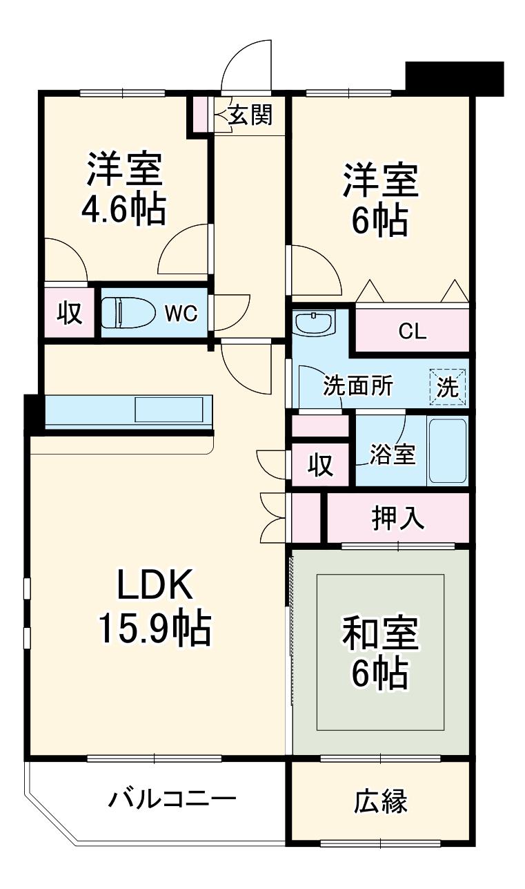 ウィングタワーズ(3LDK/3階)の間取り写真