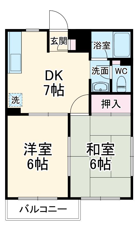 ガーデンハウス(2DK/1階)の間取り写真