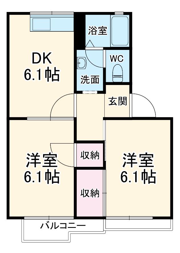 サンシャインプラザ(2DK/2階)の間取り写真