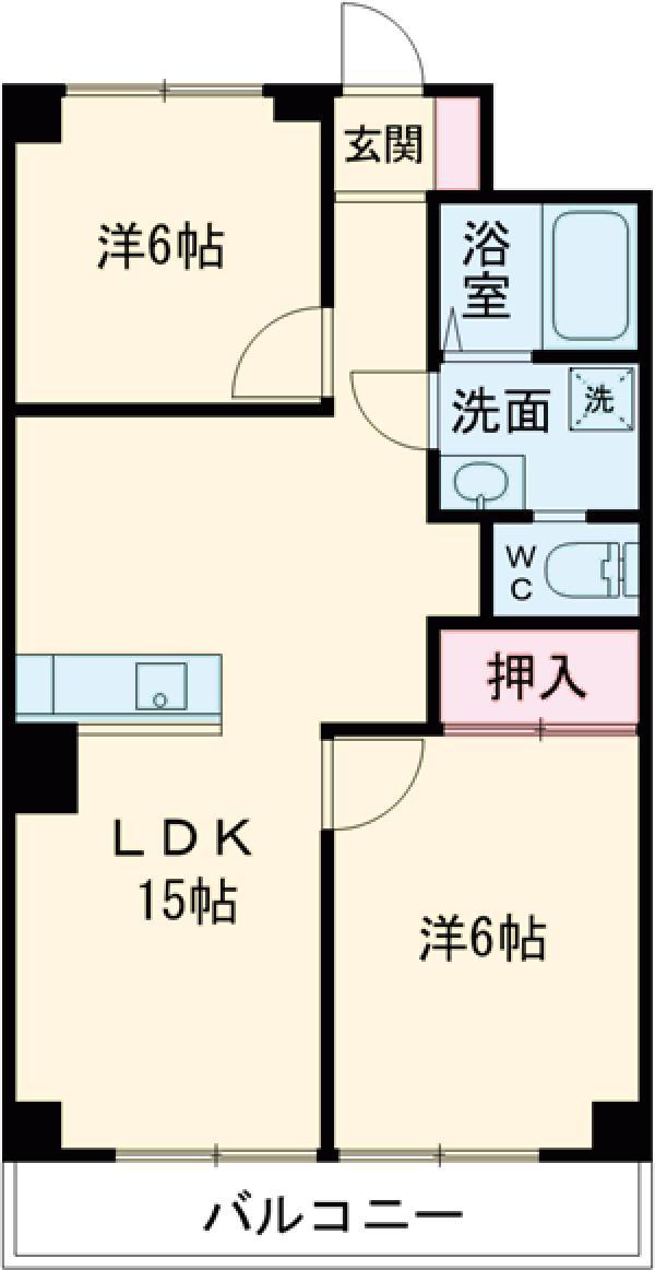 チェルシーⅡ(2LDK/5階)の間取り写真