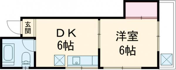 早川ビル(1DK/2階)の間取り写真
