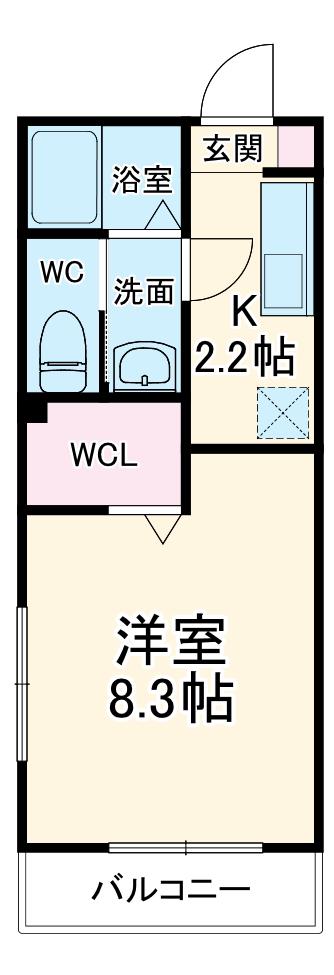 フェリィシティ(1K/3階)の間取り写真