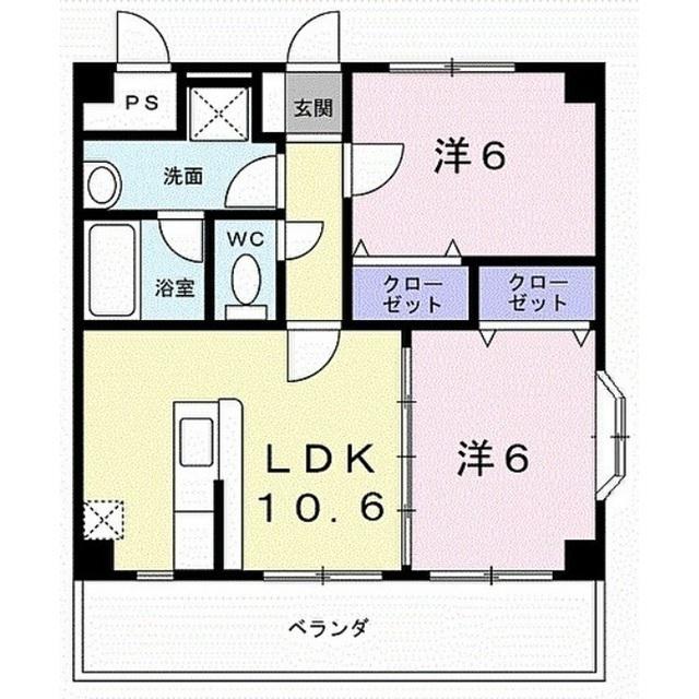 中島マンション(2LDK/2階)の間取り写真