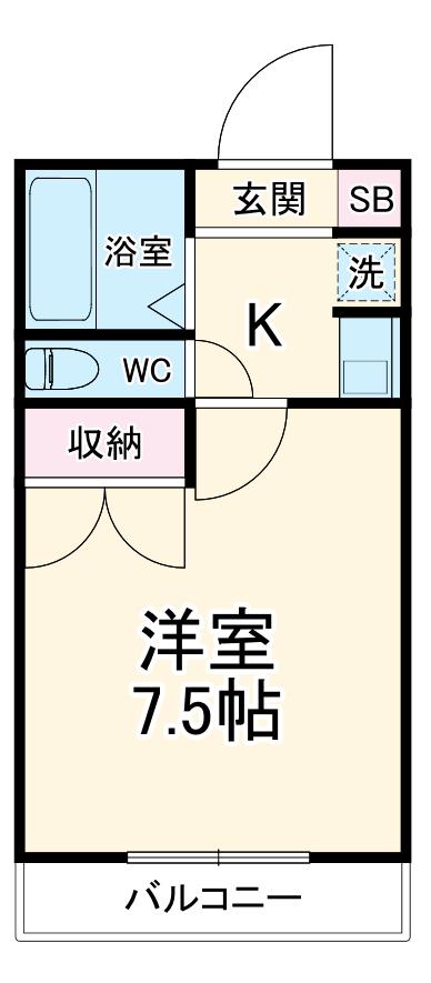 レジデンスジュネス(1K/2階)の間取り写真