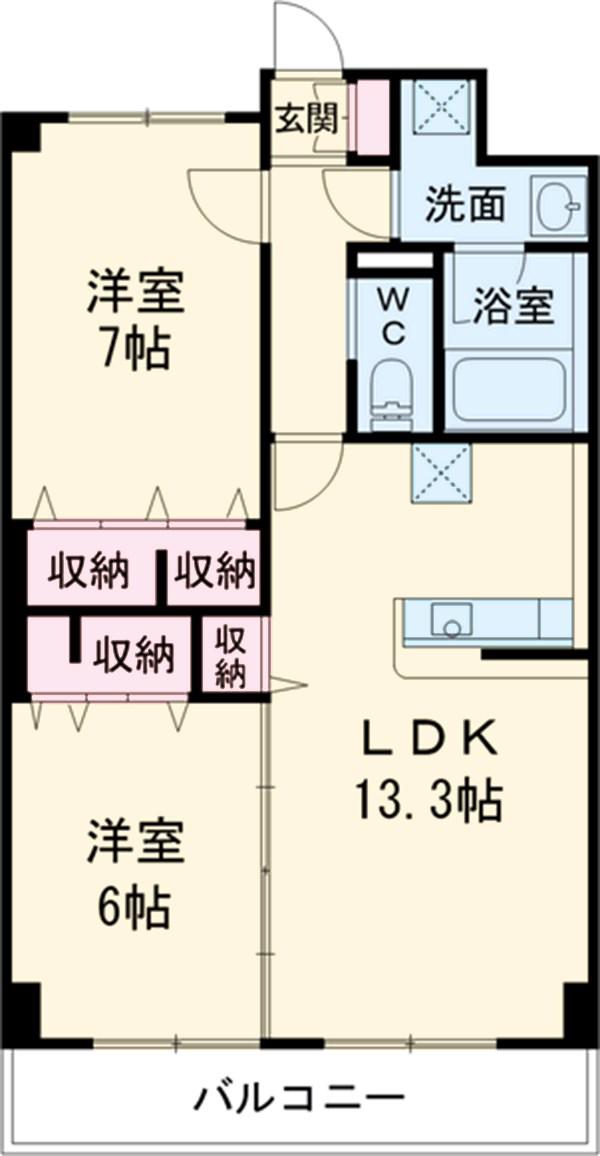 フォルトゥーナ元本郷(2LDK/1階)の間取り写真