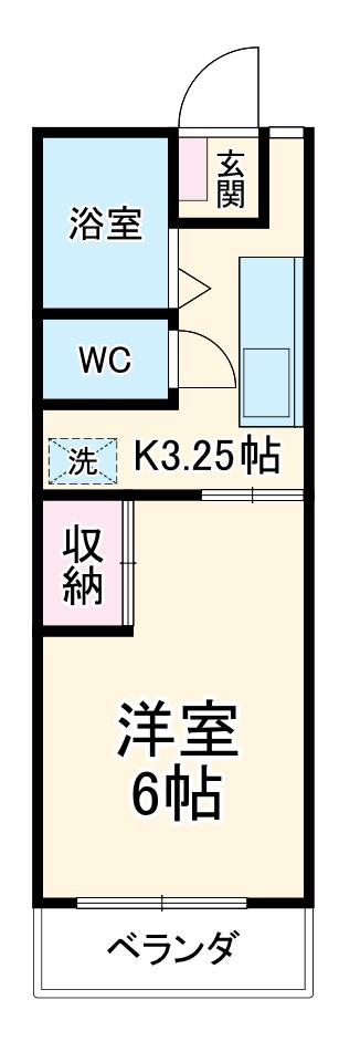 ハピネス宮崎(1K/1階)の間取り写真