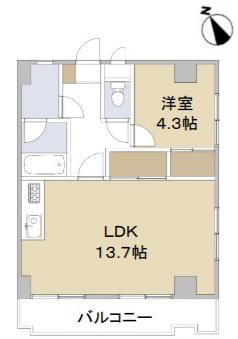 土屋ビル(1LDK/4階)の間取り写真