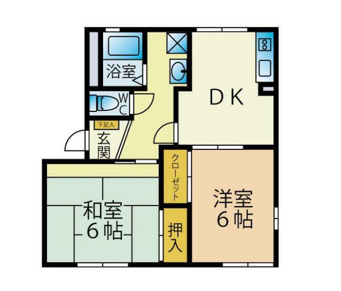 ブロードハイツ(2DK/1階)の間取り写真