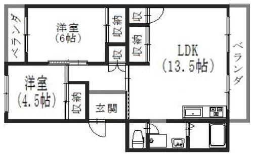 久我のもり(2LDK/2階)の間取り写真