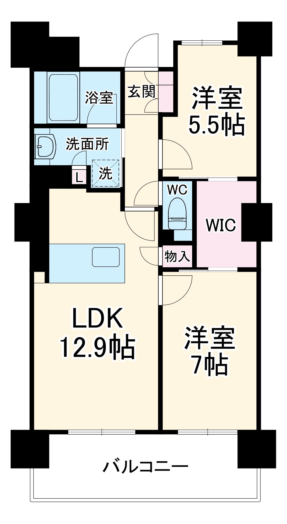 ジーメゾン山科ジュミエ(2LDK/16階)の間取り写真