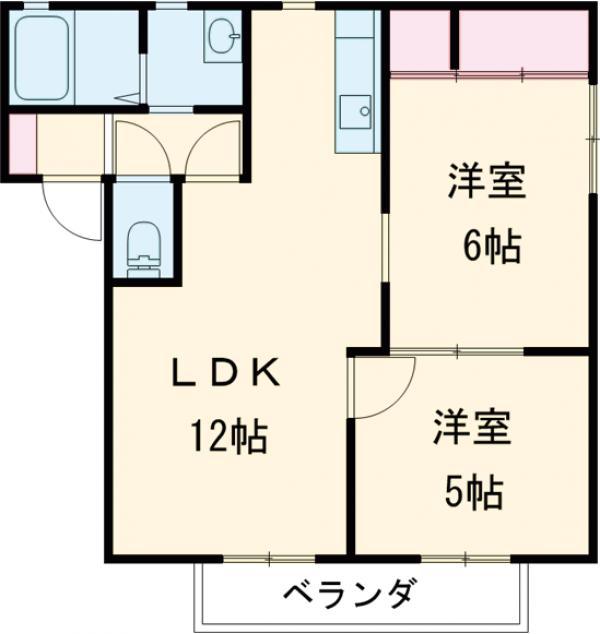 トロワジェーム(2LDK/1階)の間取り写真