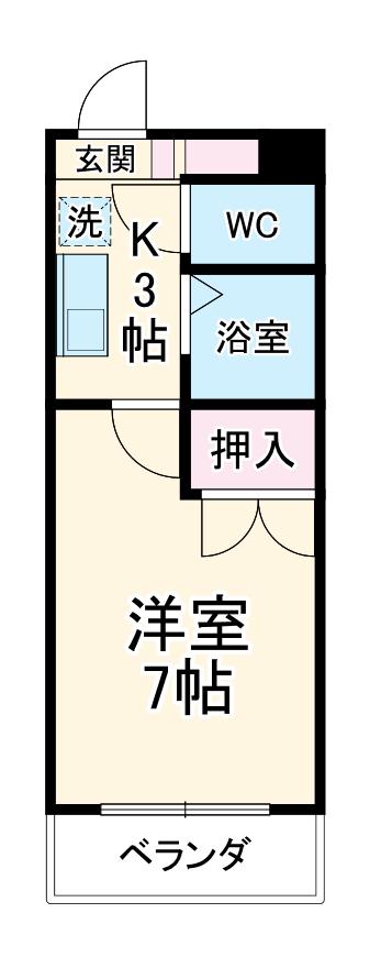 エトアール大幸(1K/1階)の間取り写真