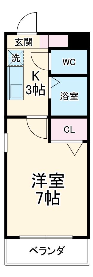 ジーメゾン山科ジュミエ(1K/2階)の間取り写真