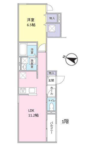 さいたま市桜区西堀(1LDK/1階)の間取り写真
