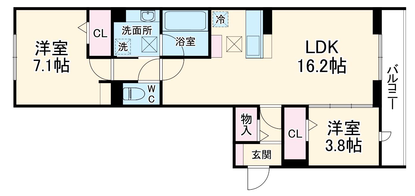 戸塚東2丁目PJ A(2LDK/1階)の間取り写真