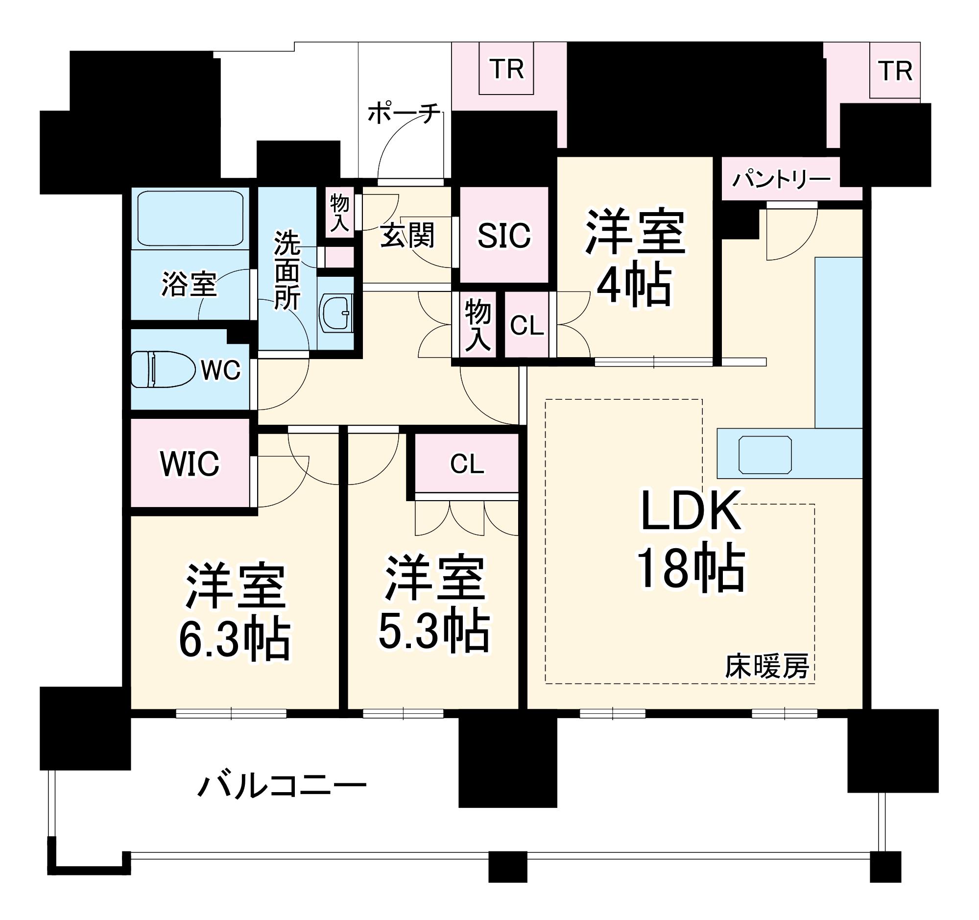 オープンレジデンシア池下THE ONE(3LDK/19階)の間取り写真