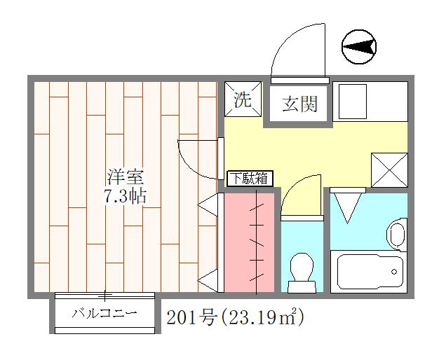 ハッピーバレーⅡ(1K/1階)の間取り写真