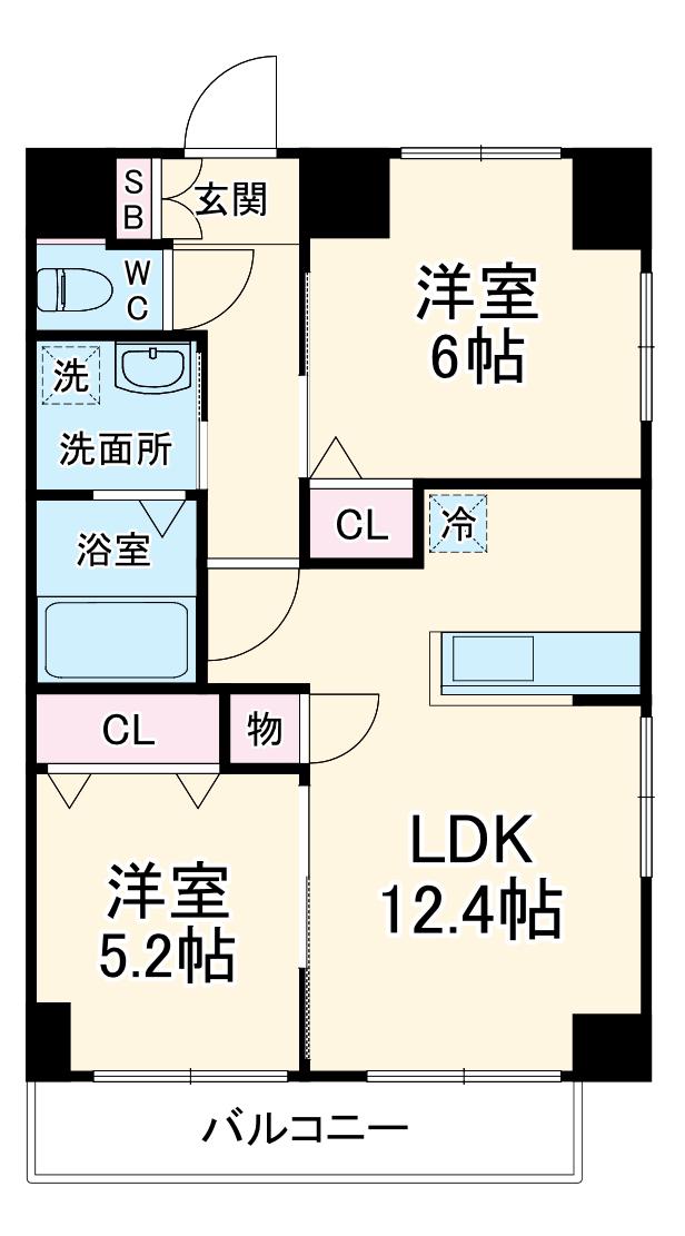 THE RESIDENCE SAKURAYAMA ウエスト(2LDK/8階)の間取り写真