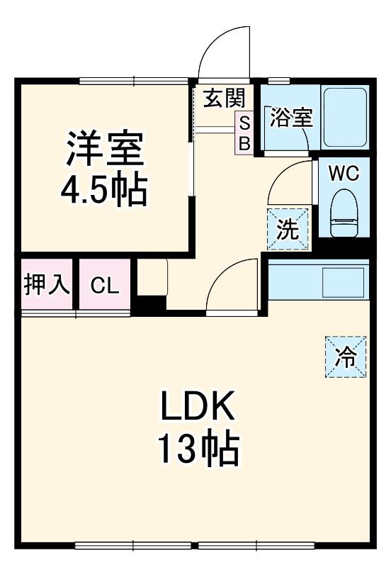 シティハイムアカシ(1LDK/1階)の間取り写真