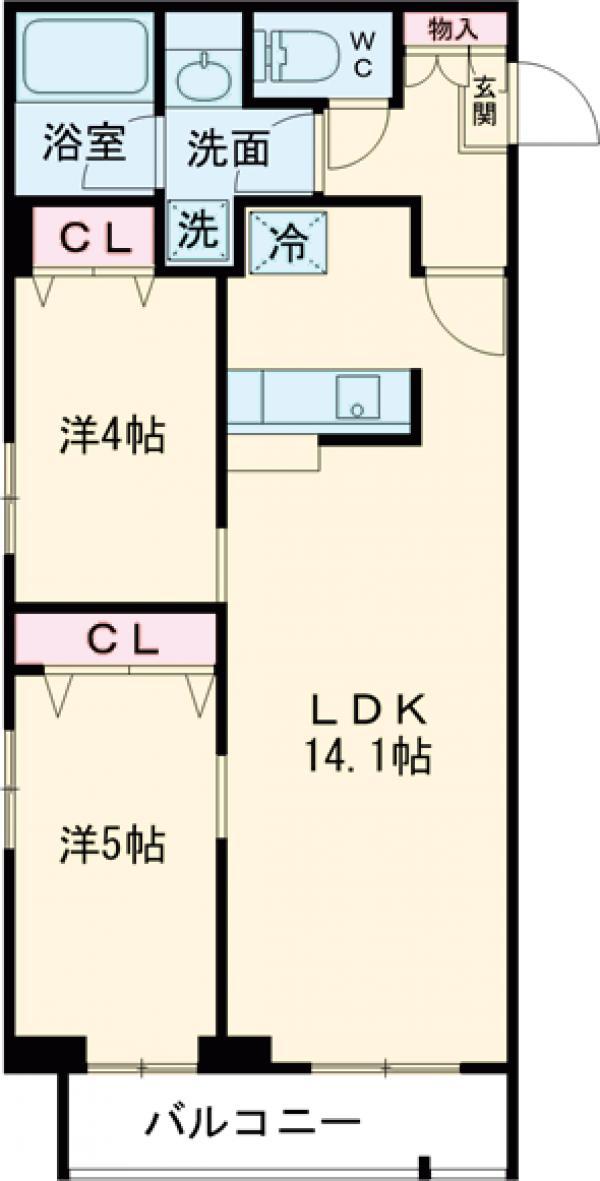 L-STEED岸部 CENTRAL(2LDK/1階)の間取り写真