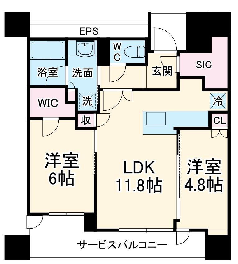 シエリアタワー中之島(2LDK/8階)の間取り写真