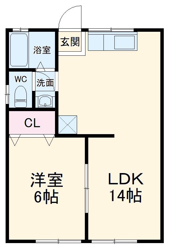 明和荘A棟(1LDK/2階)の間取り写真