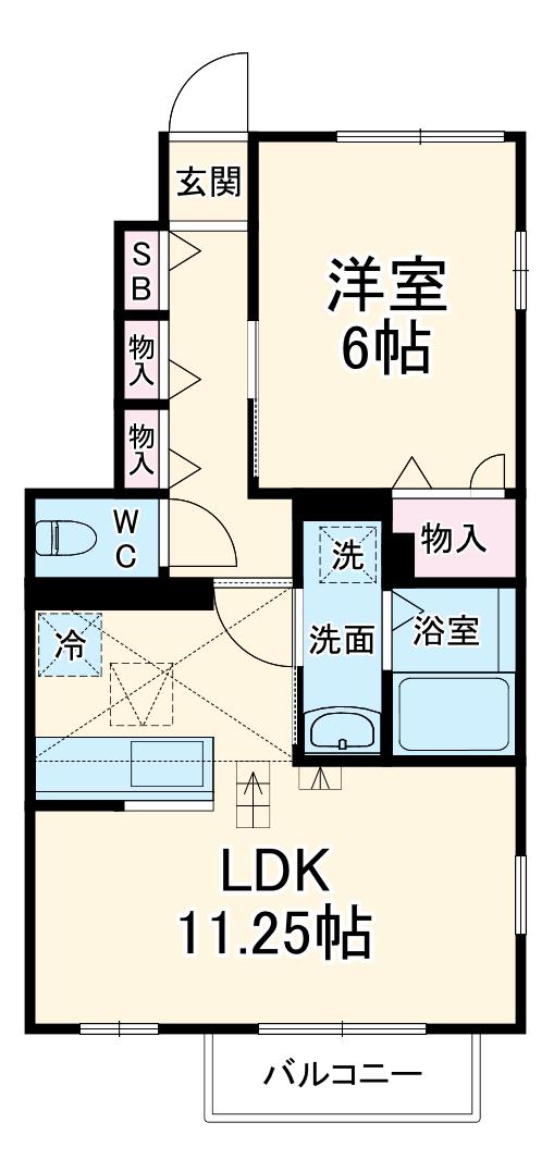 ルミエール2(1LDK/1階)の間取り写真