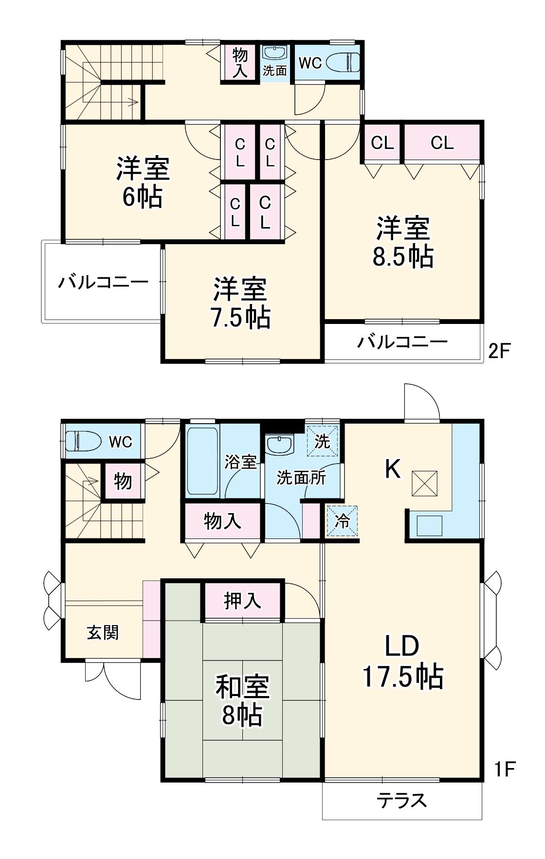 東武鉄道野田線 梅郷駅 徒歩18分 3階建 築29年(4LDK)の間取り写真