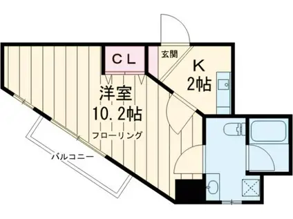 オルハレⅠ(1K/2階)の間取り写真