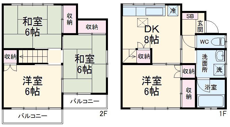 やすらぎハイツA棟(4DK/1階)の間取り写真