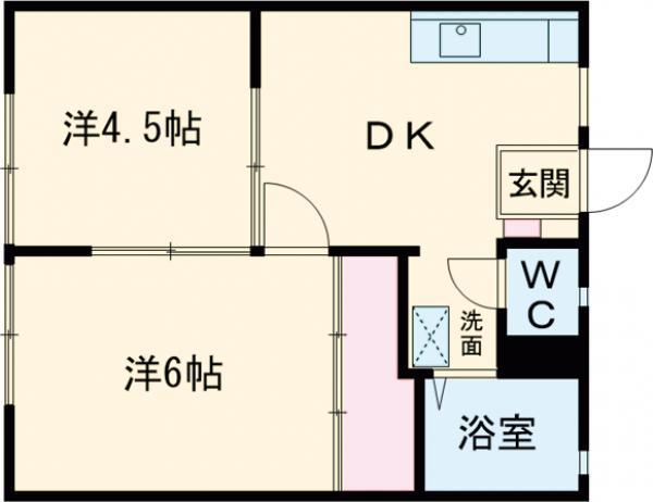 パナハイツ天神B(2DK/1階)の間取り写真