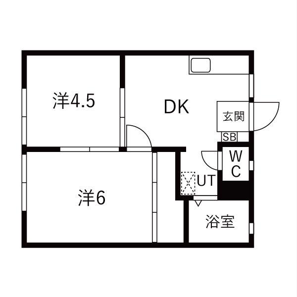 パナハイツ天神B(2DK/1階)の間取り写真