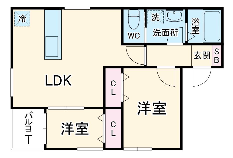ABITARE・CASA(2LDK/3階)の間取り写真