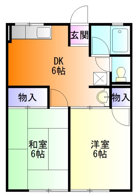 エイミック(2DK/2階)の間取り写真