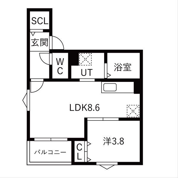 DELA本陣(1LDK/1階)の間取り写真