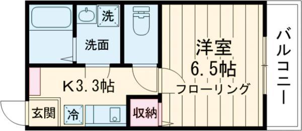 センターパーク平井Ⅳ(1K/1階)の間取り写真