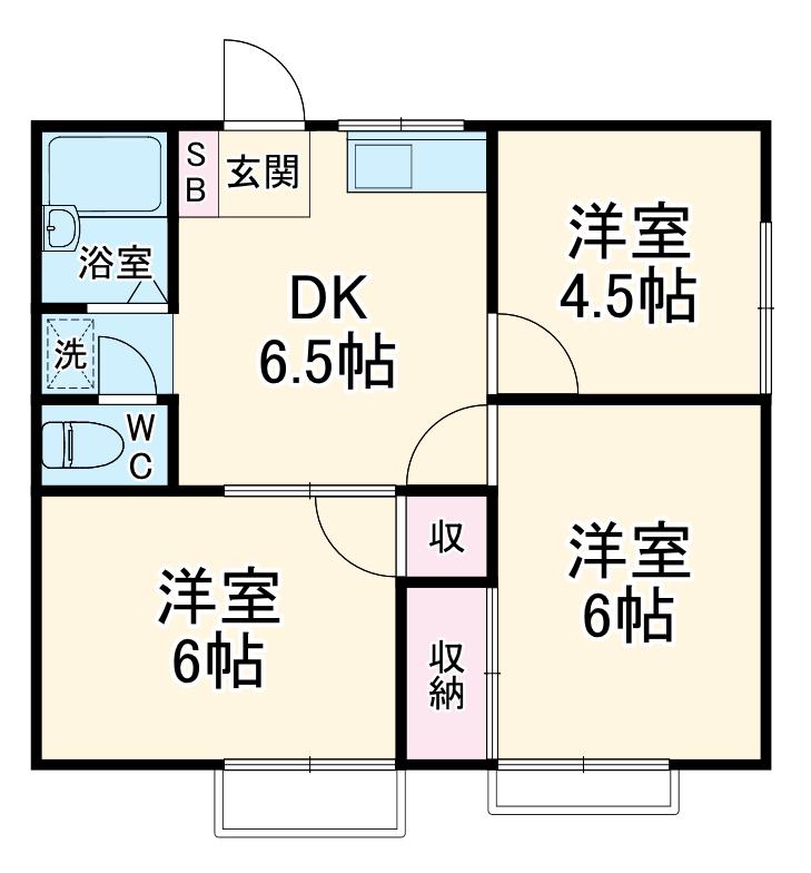 ハッピーハウス(3DK/2階)の間取り写真
