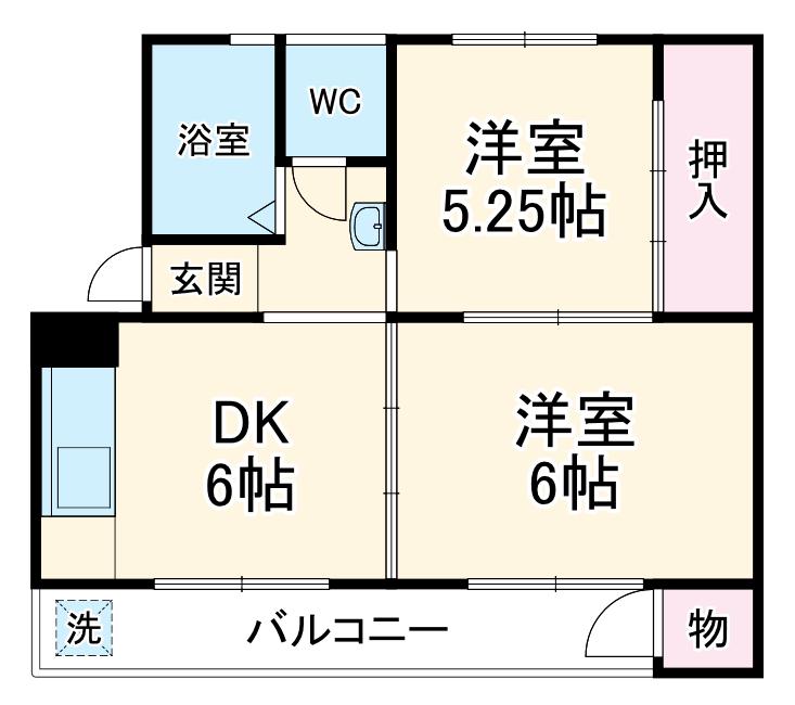 東橋本コーポラス1号棟(2DK/1階)の間取り写真