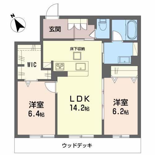 ヴェネ・シャルム(2LDK/1階)の間取り写真