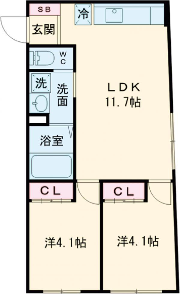 雪が谷大塚レーベル(2LDK/4階)の間取り写真