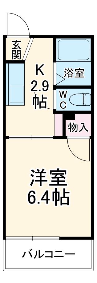 フォーブル村瀬(1K/2階)の間取り写真