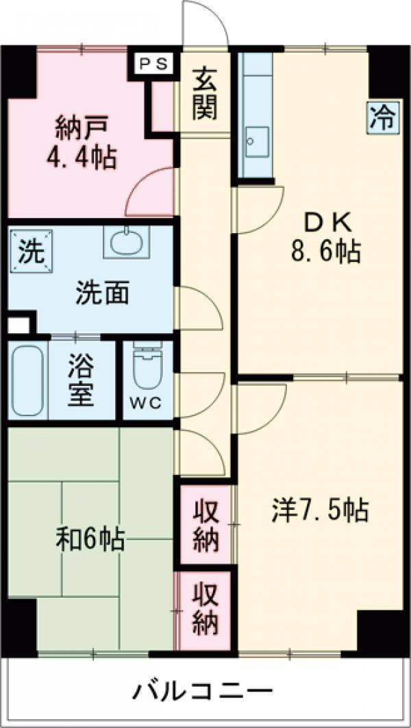 フリーダム光が丘Ⅲ(3DK/7階)の間取り写真