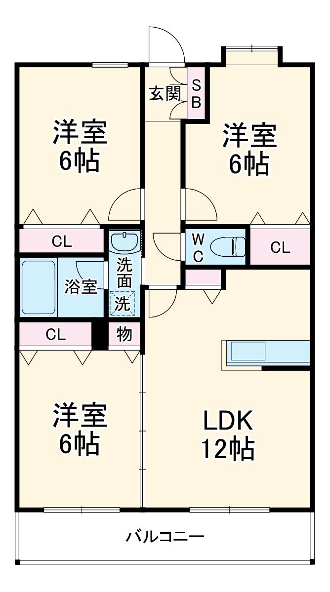 グランシャリオ湘南(3LDK/1階)の間取り写真
