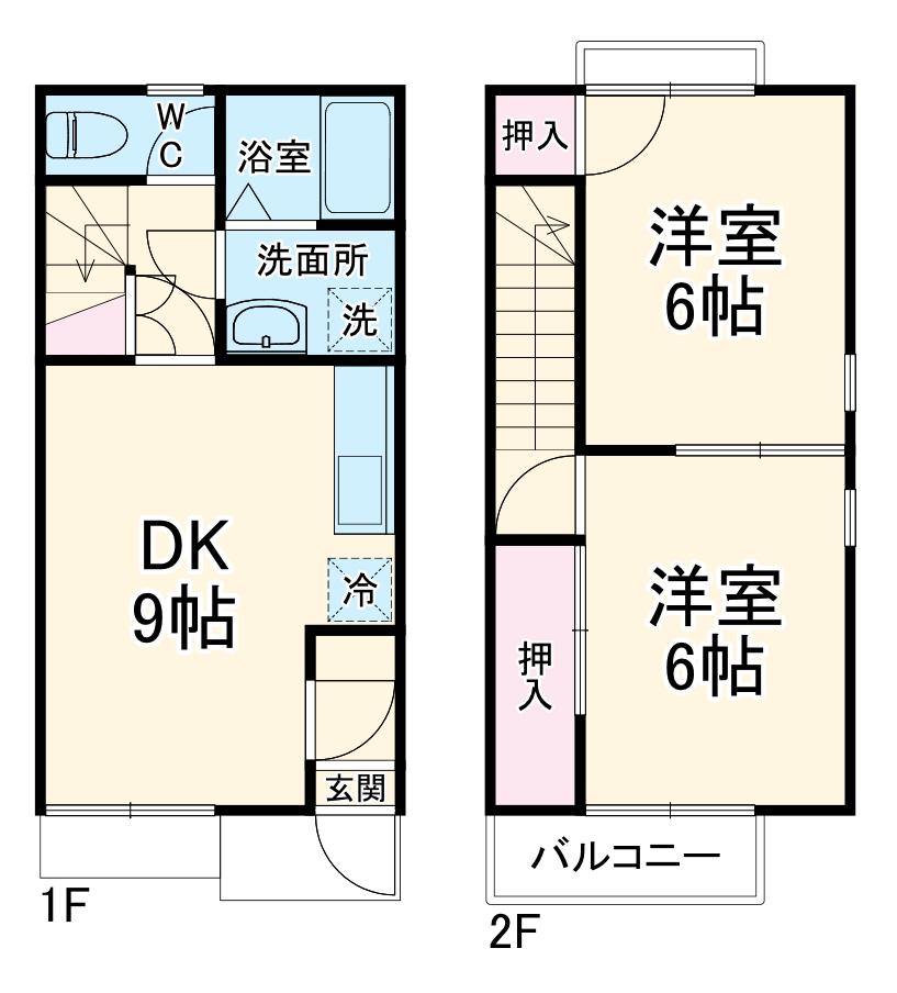名鉄小牧線 田県神社前駅 徒歩13分 2階建 築31年(2DK)の間取り写真