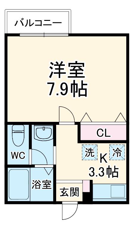 LE CIEL(1K/1階)の間取り写真