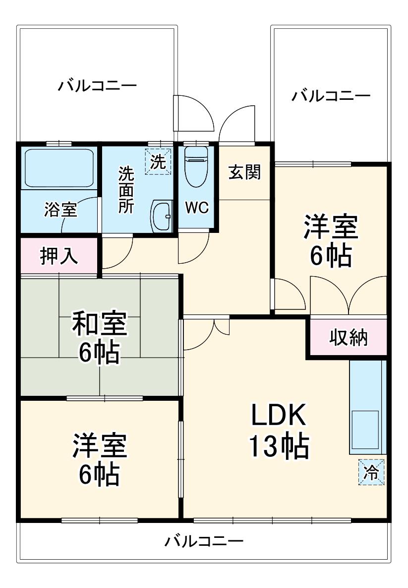 ビューシャトル(3LDK/3階)の間取り写真