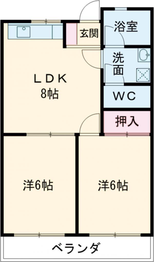 にしき今泉新町ハイツⅡ(2LDK/3階)の間取り写真
