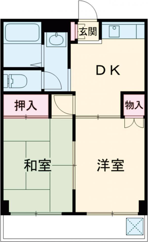 ハイツオトワ(2DK/1階)の間取り写真
