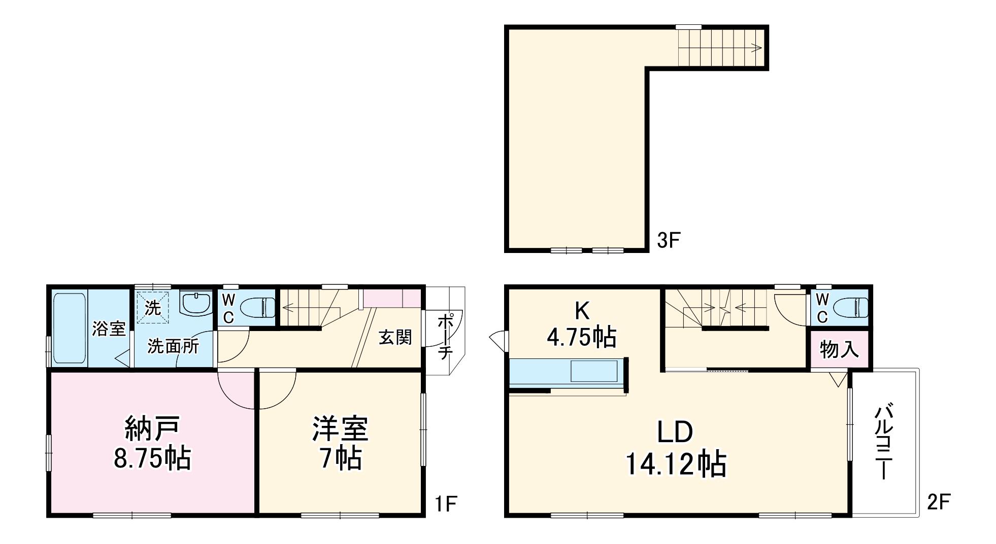 小田急電鉄小田原線 本厚木駅 バス乗車時間:14分 依知小学校前バス停で下車 徒歩6分 3階建 築10年(3LDK)の間取り写真