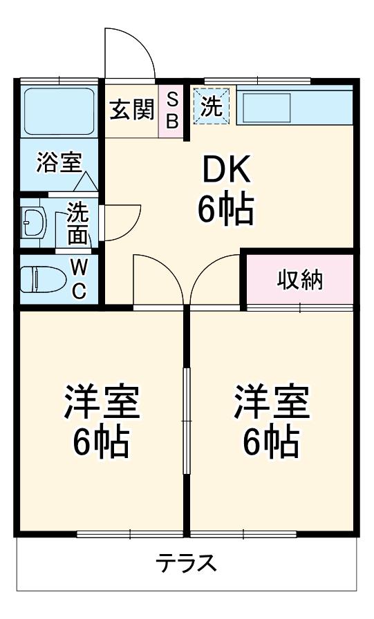杉山コーポ(2DK/1階)の間取り写真